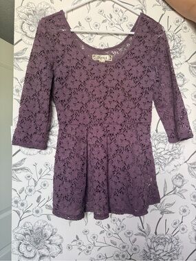 Purple Lace Peplum Top